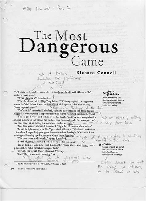 Must See The Most Dangerous Game Annotations Pdf Trending