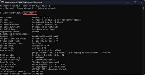 the msinfo32 command entered in the cli