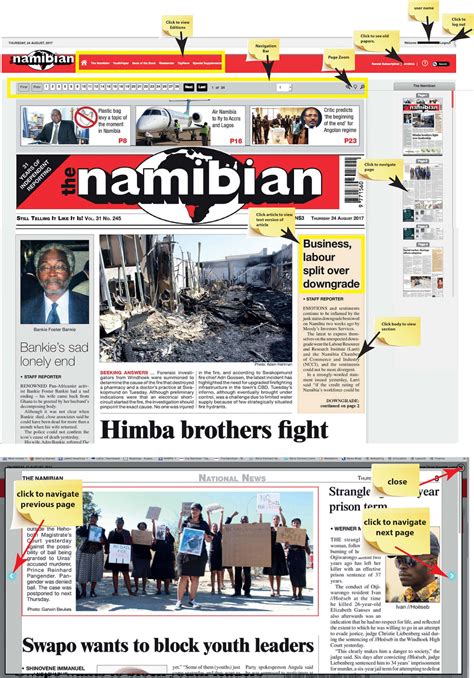 the namibian newspaper for today front page