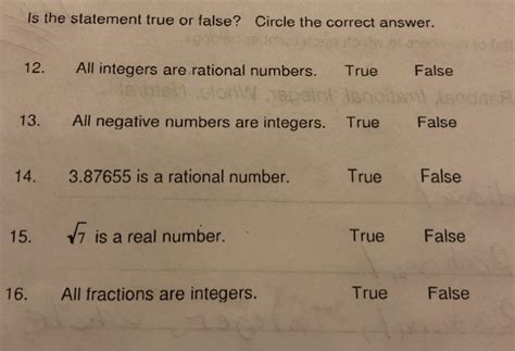 the number 12 is an integer true or false