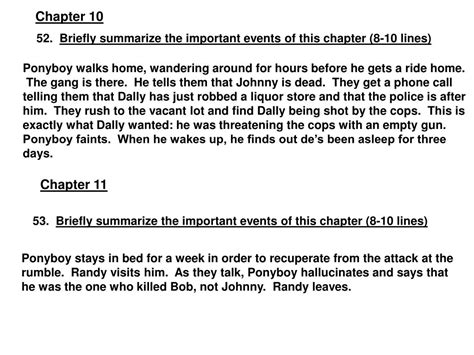 The Outsiders chapter 12 summary and paperwork YouTube