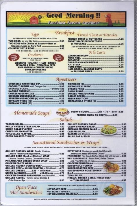 the palace restaurant menu