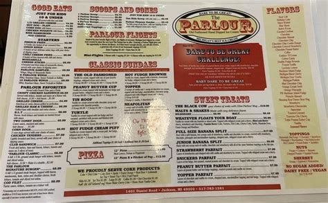 the parlour jackson michigan menu
