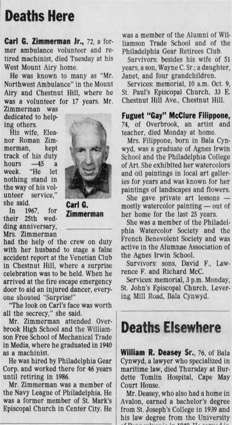 the philadelphia inquirer obituary section