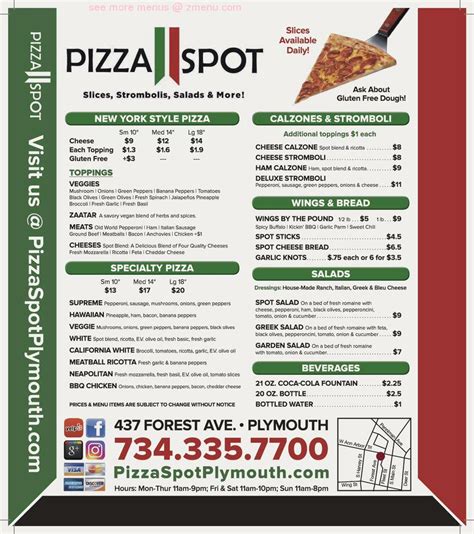the pizza spot menu