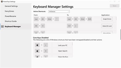 the powertoys keyboard manager