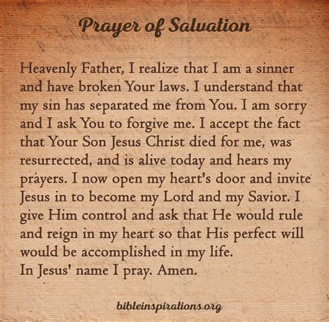 the prayer of salvation in the bible