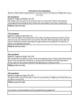 the progressive era amendments worksheet answer key