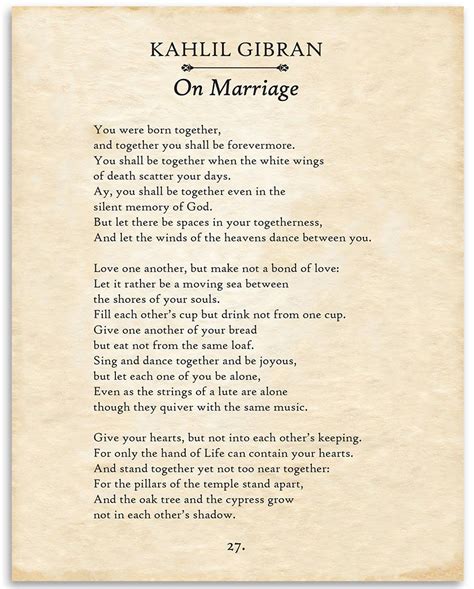 the prophet kahlil gibran on marriage