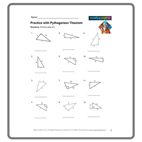 The Pythagorean Theorem Worksheet From Math Antics