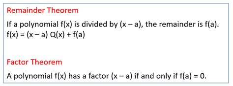 the remainder theorem and factor theorem