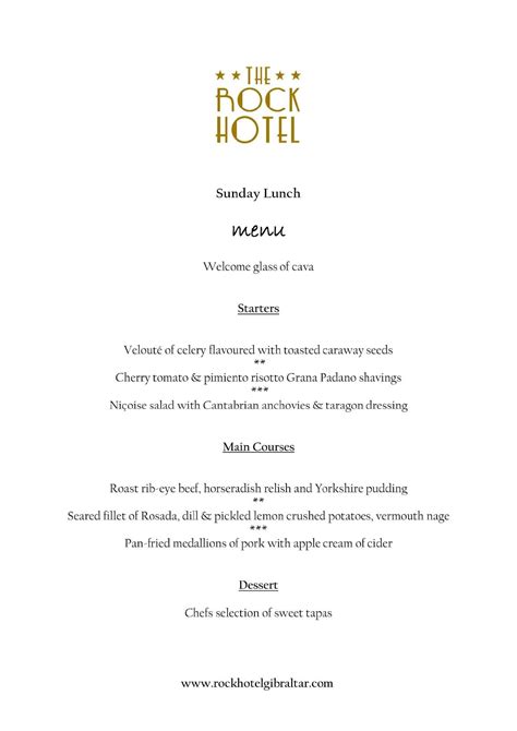 the rock hotel gibraltar menu