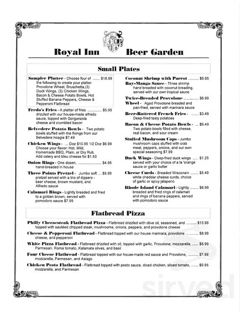the royal atherton menu