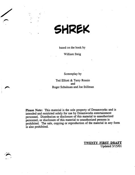 the script of shrek 1