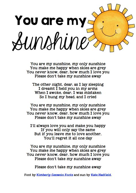 the song you are my sunshine lyrics