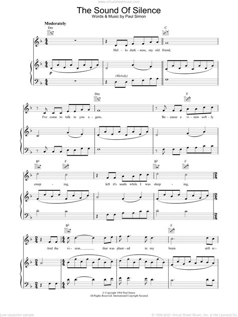 the sound of silence sheet music pdf
