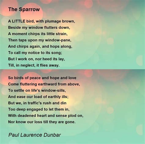 the sparrow poem by paul laurence dunbar