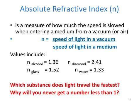 the speed of light in a medium of absolute refractive index 1.5