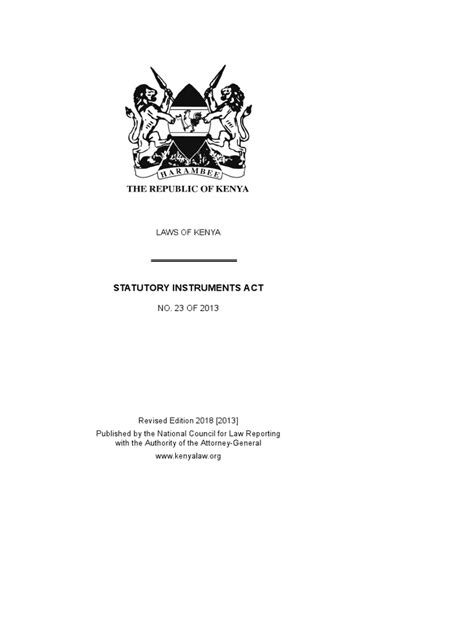the statutory instruments act kenya