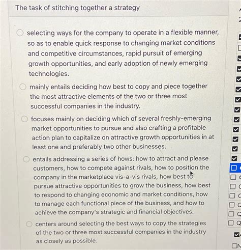 the task of stitching together a strategy