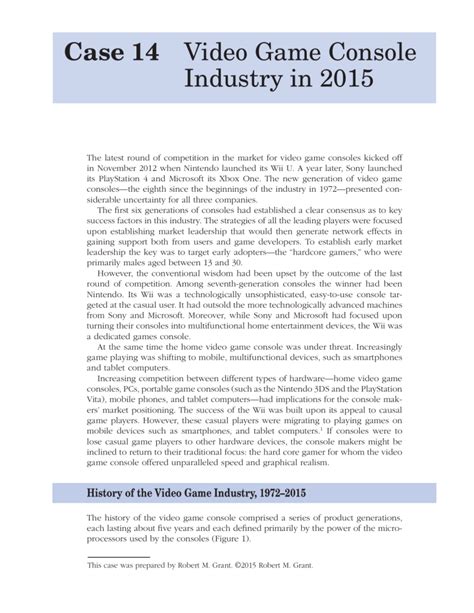 The Video Game Industry Case Study