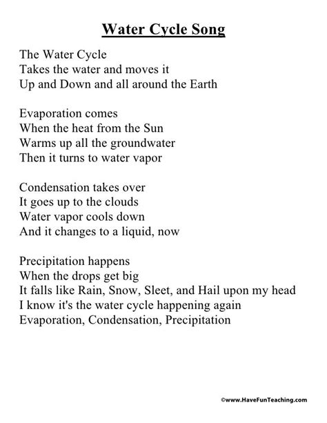 the water cycle lyrics