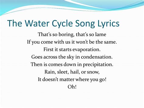 the water cycle song lyrics