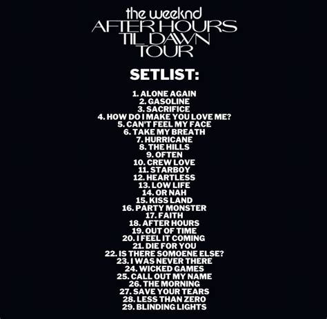 the weeknd brisbane setlist