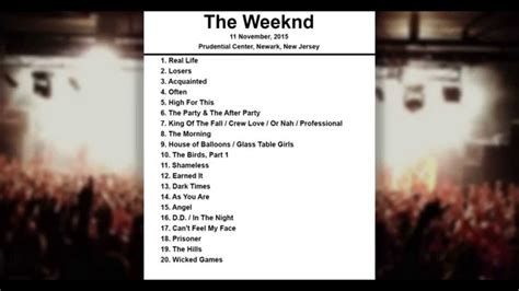 the weeknd concert song list
