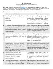 The Yellow Wallpaper Dialectical Journal