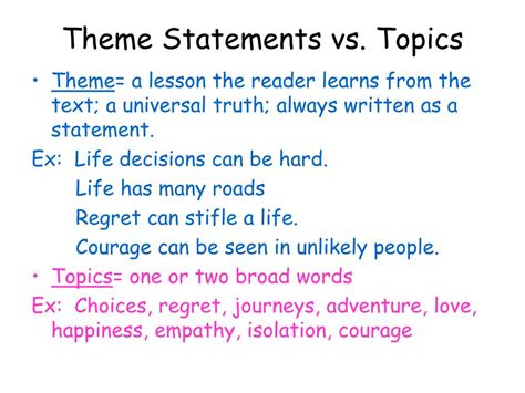 theme statement examples for identity
