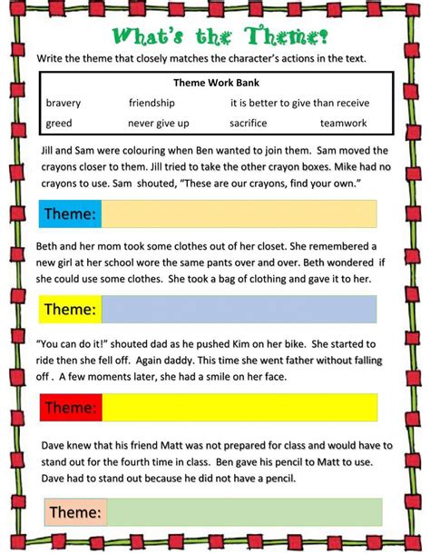 5 Theme Worksheet Tips