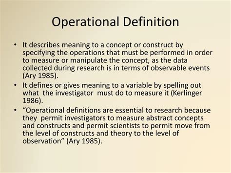 theoretical and operational definition in research example