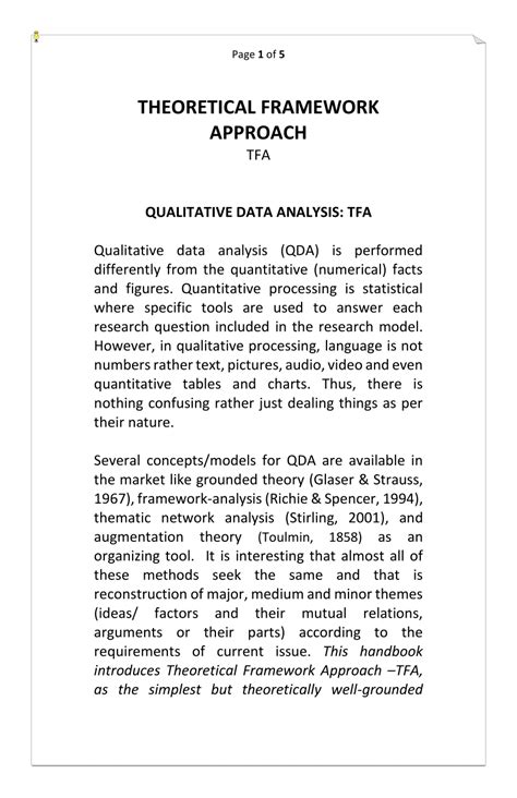 theoretical framework example in qualitative research pdf