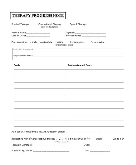 10 Best Images of Printable Therapy Progress Note Physical Therapy