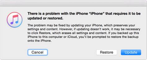 there is a problem with iphone that requires it to be updated or restored