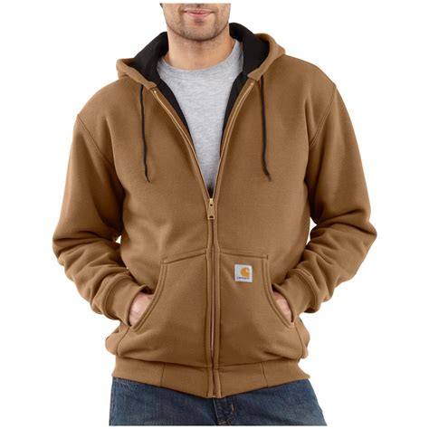 thermal lined hooded zippered sweatshirt
