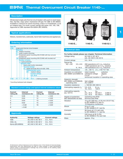 Thermal Overcurrent Circuit Breakers