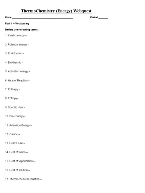 Thermochemistry quest