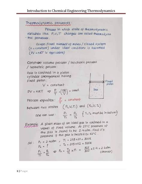thermodynamics chemical engineering notes