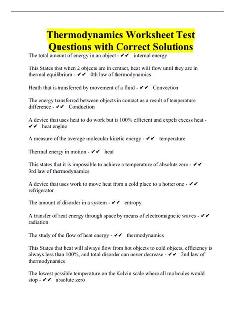 Thermodynamics Math Intro Worksheet Solutions