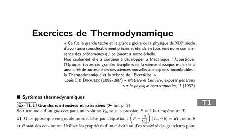 Thermodynamique Pdf Exercices Corriges Chaleur Et Température Exercice Corrigé PDF Cours