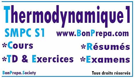 Thermodynamique S1 Smpc Td Le Cours De SMPC PDF