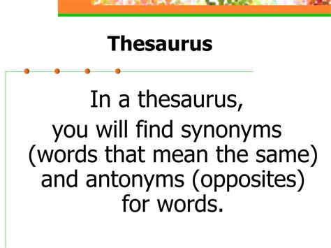 Thesaurus As We Know