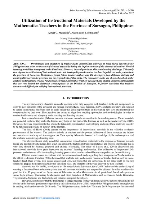 Thesis About Instructional Materials In Mathematics