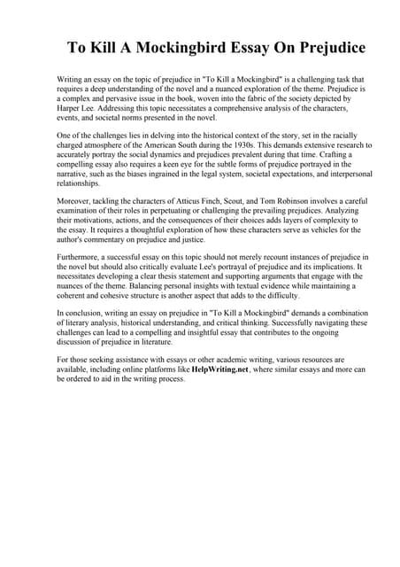 thesis statement about prejudice in to kill a mockingbird