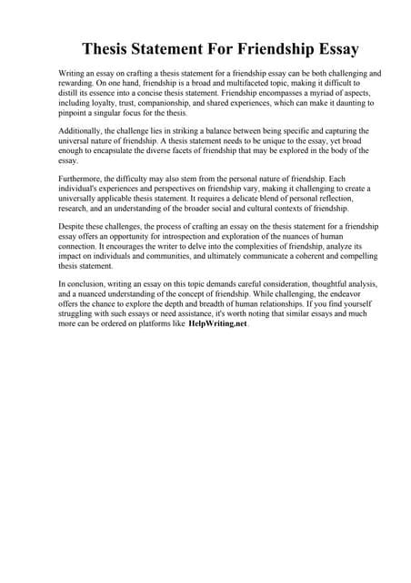 thesis statement example friendship