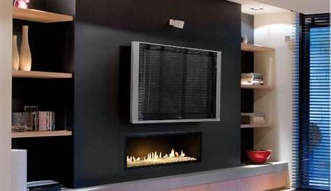 Meuble tv design avec cheminée artificiel integré en