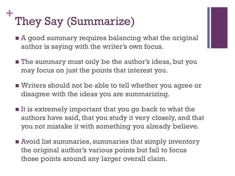 They Say Summary