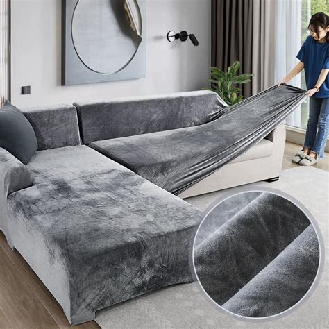 Review Of Thick Velvet Plush Sectional Corner Sofa Covers Best References